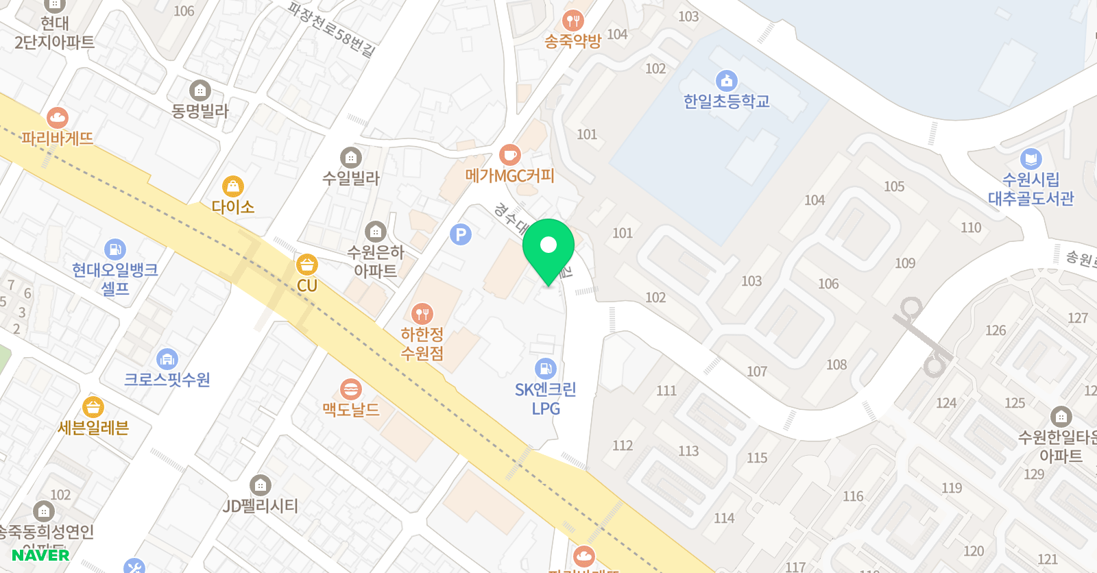 뮤엠 영어 한일초점 위치