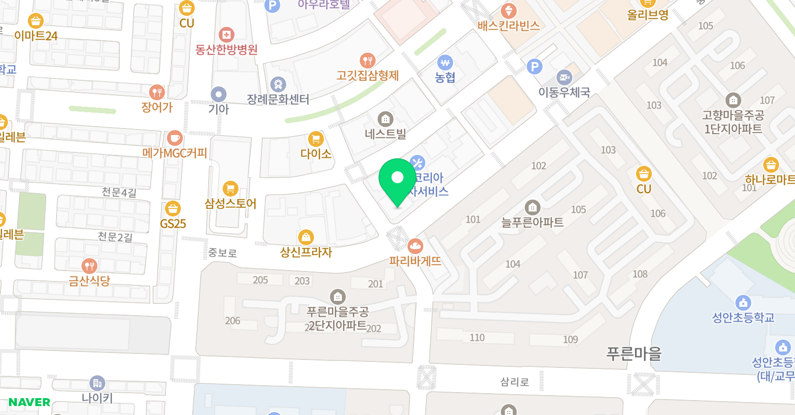 하위나이트 축구교실 상록본점 위치