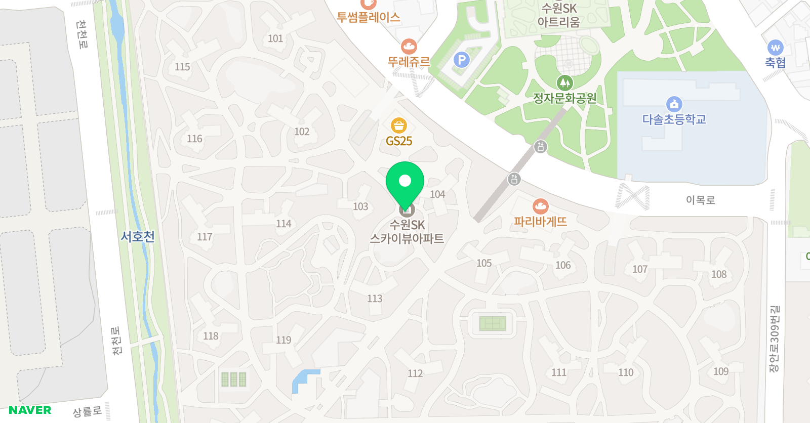 아소비 수원정자 SK다솔점 위치