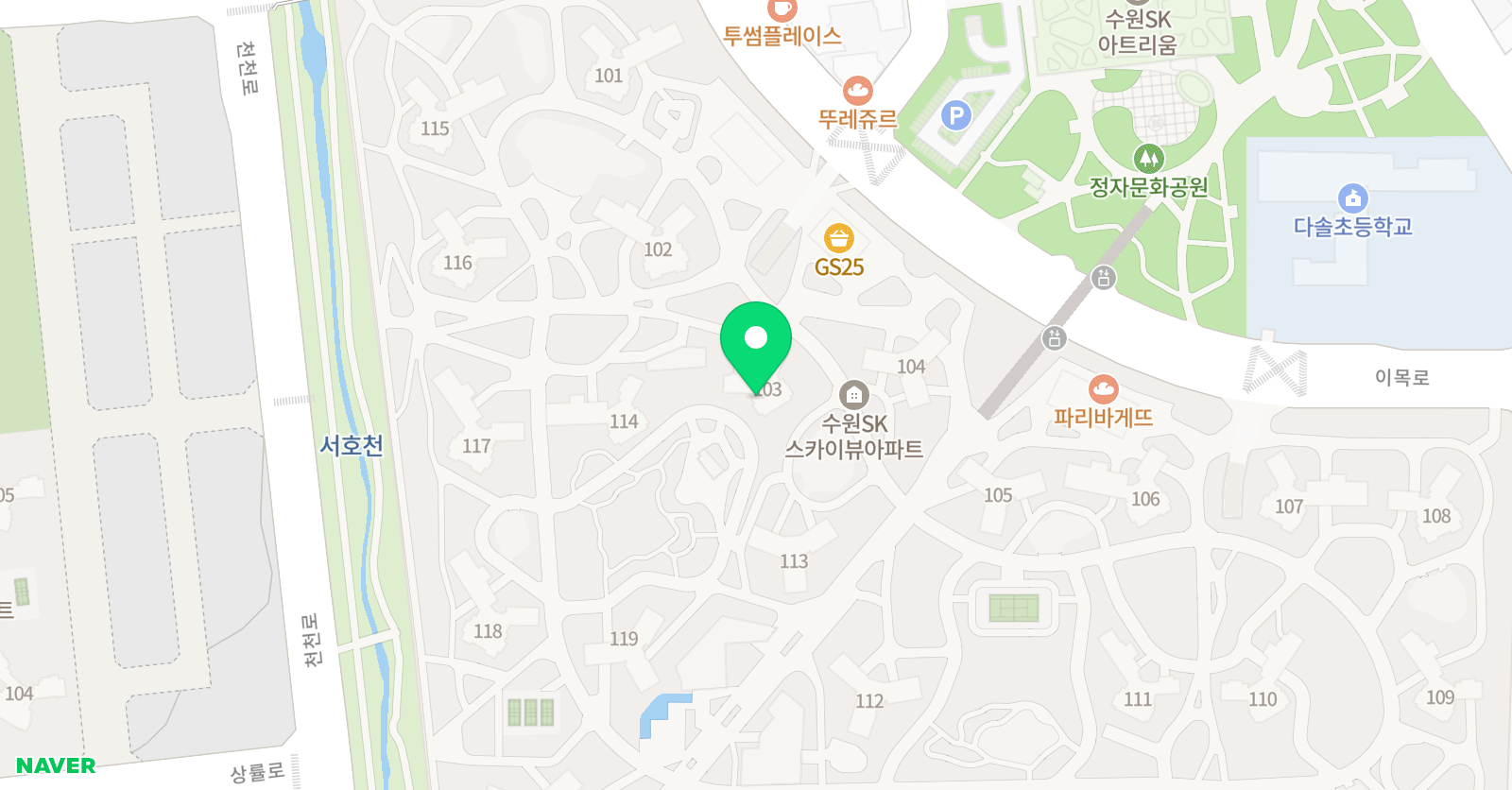 아트앤하트 미술학원 수원정자SK스카이뷰점 위치