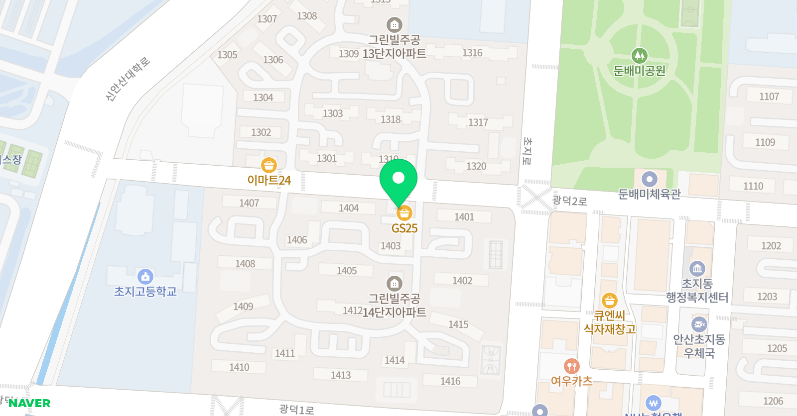 스마트 해법 수학학원 안산 그린빌 14단지점 위치