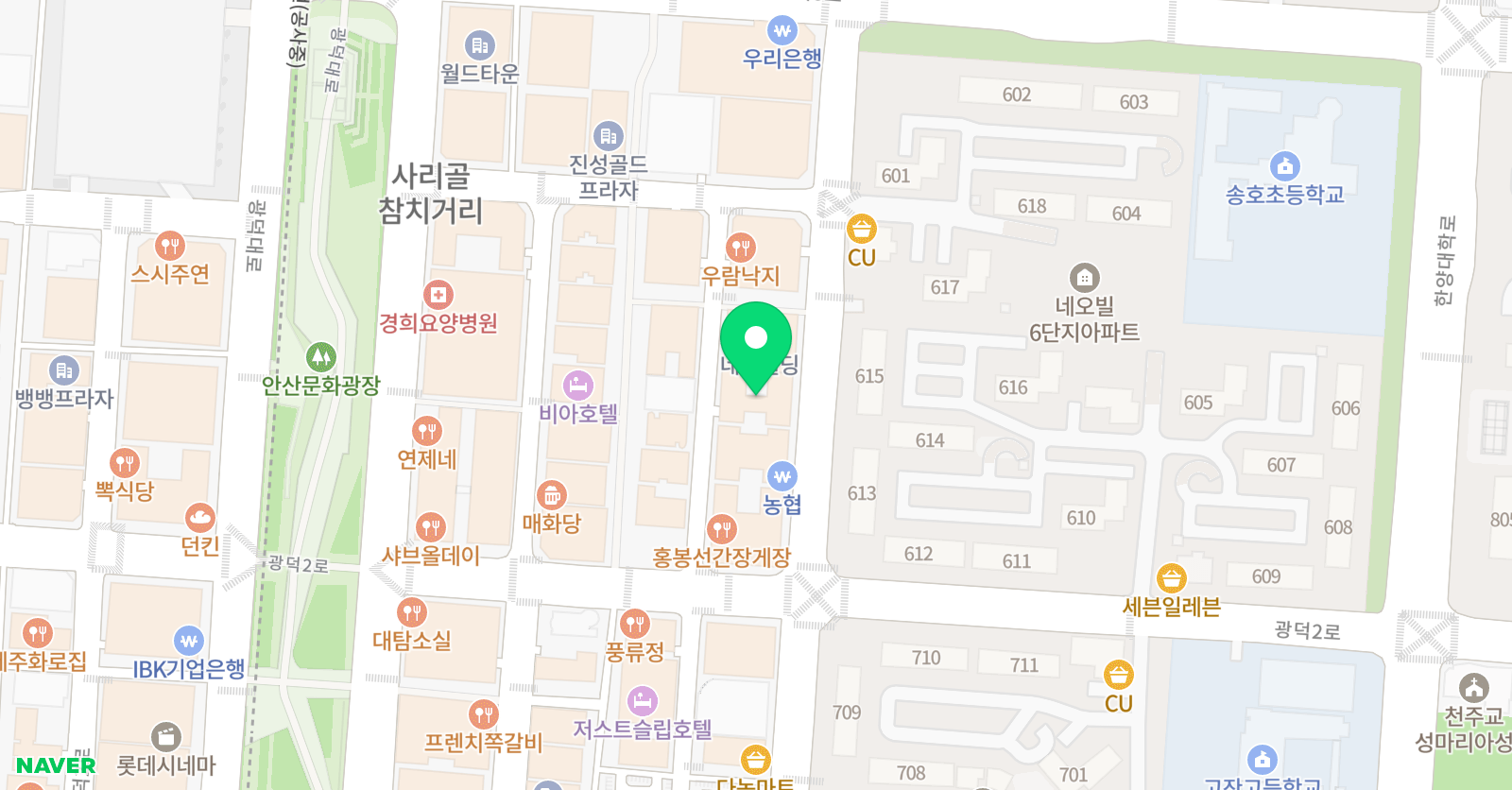 북꼬리 안산센터 위치