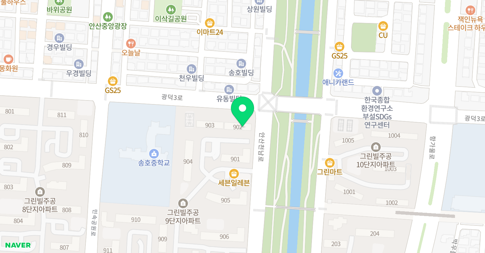 크리아트 안산호수조이원 위치