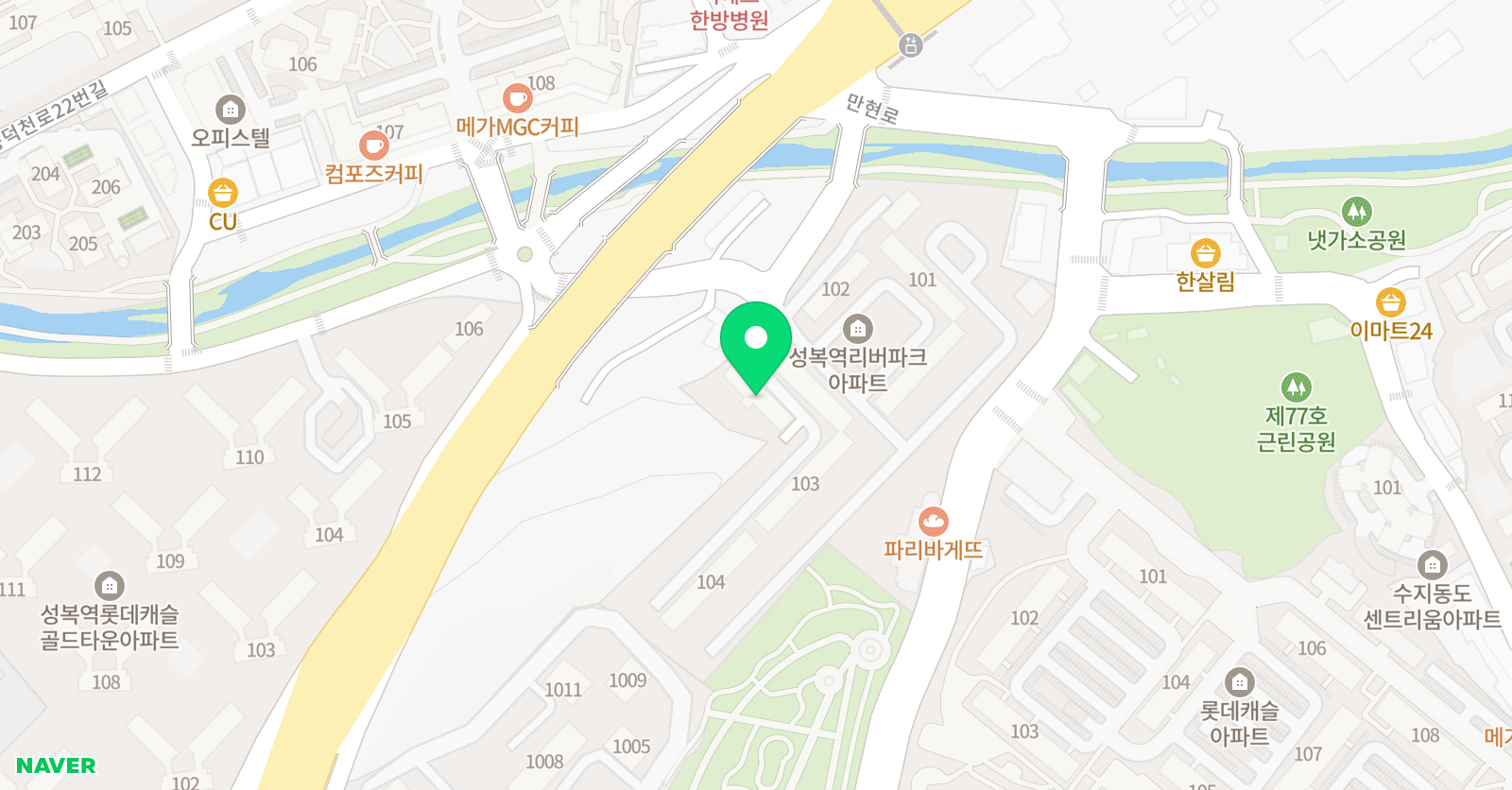 아소비 용인성복리버파크점 위치