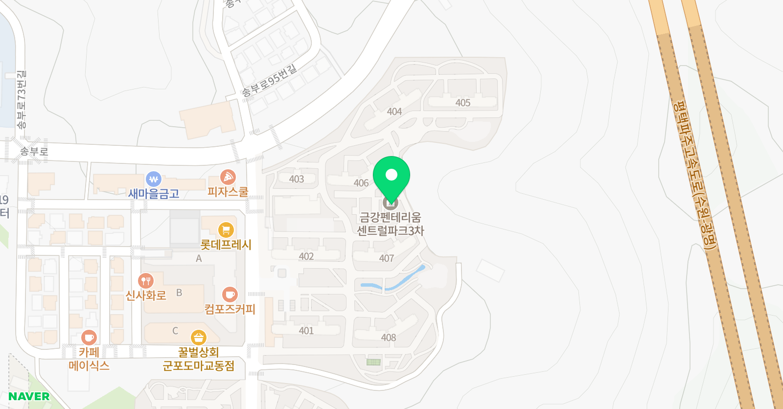 링키홈 송정금강펜테리움3차점 위치