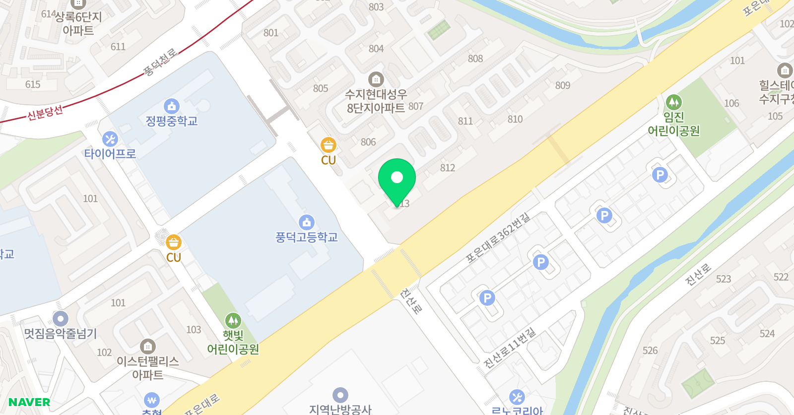 아소비 용인수지풍덕천점 위치