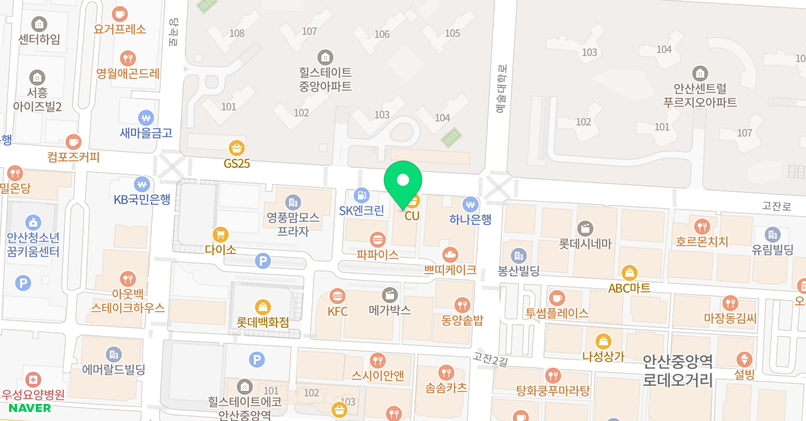 한우리 독서토론논술 단원지부 위치