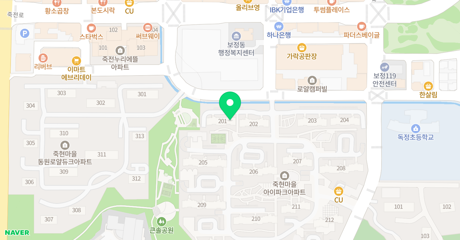 아소비 보정죽현아이파크점 위치