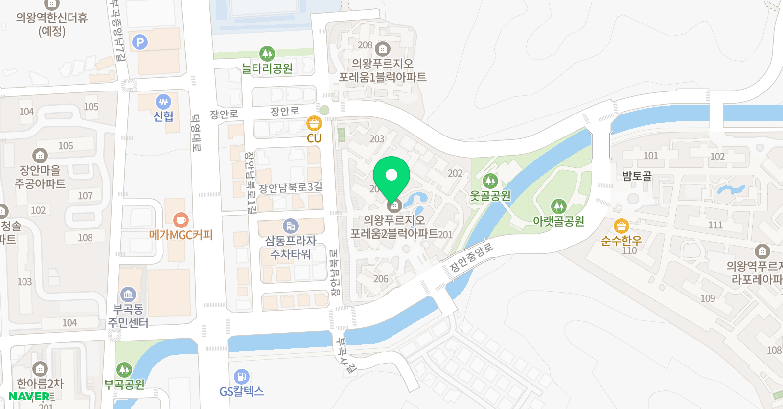 아소비 의왕푸르지오포레움점 위치