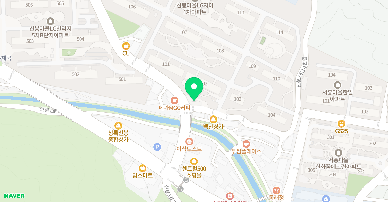 정샘 학원 위치
