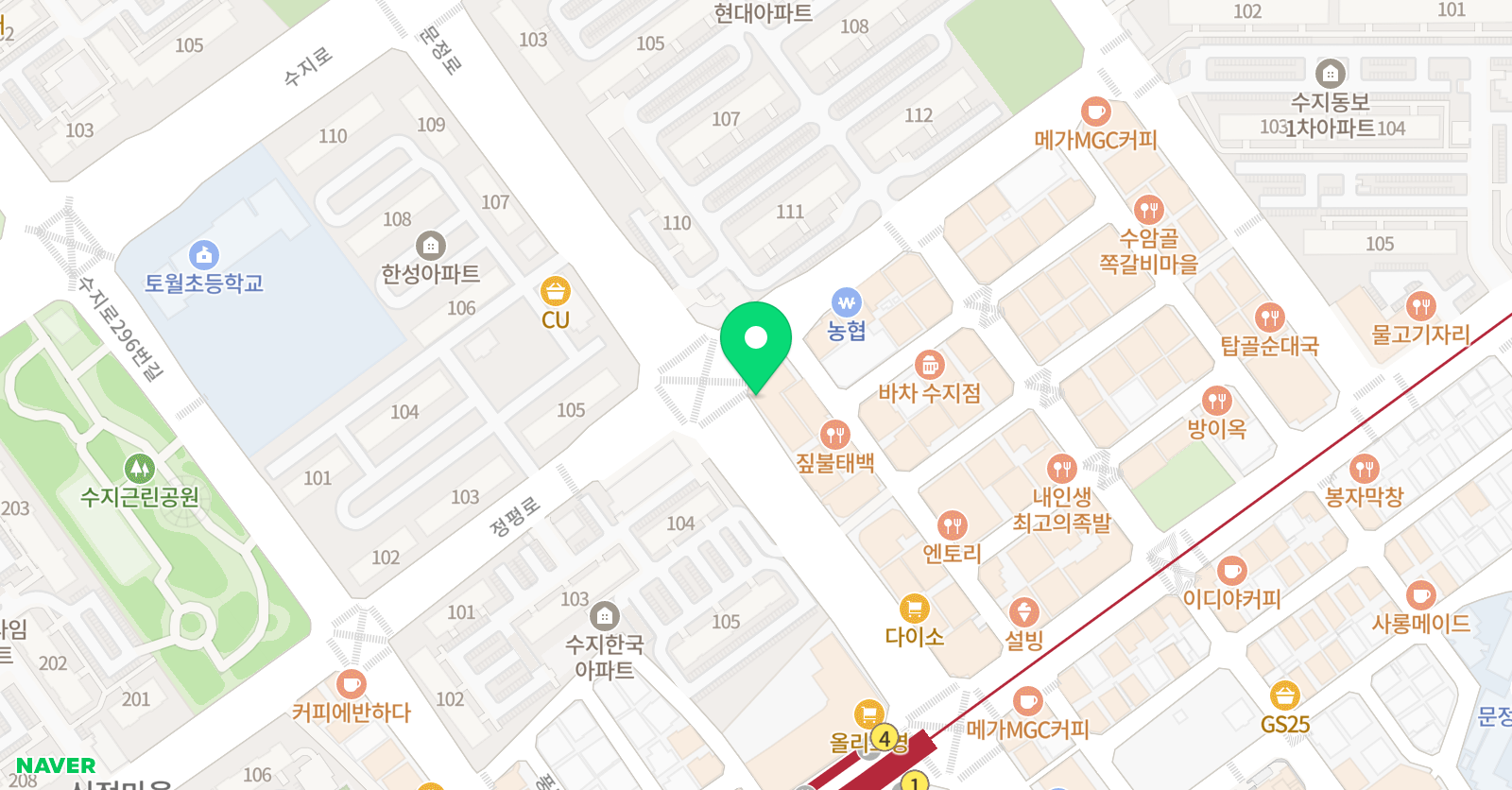 지앤비 어학원 수지1캠퍼스 위치