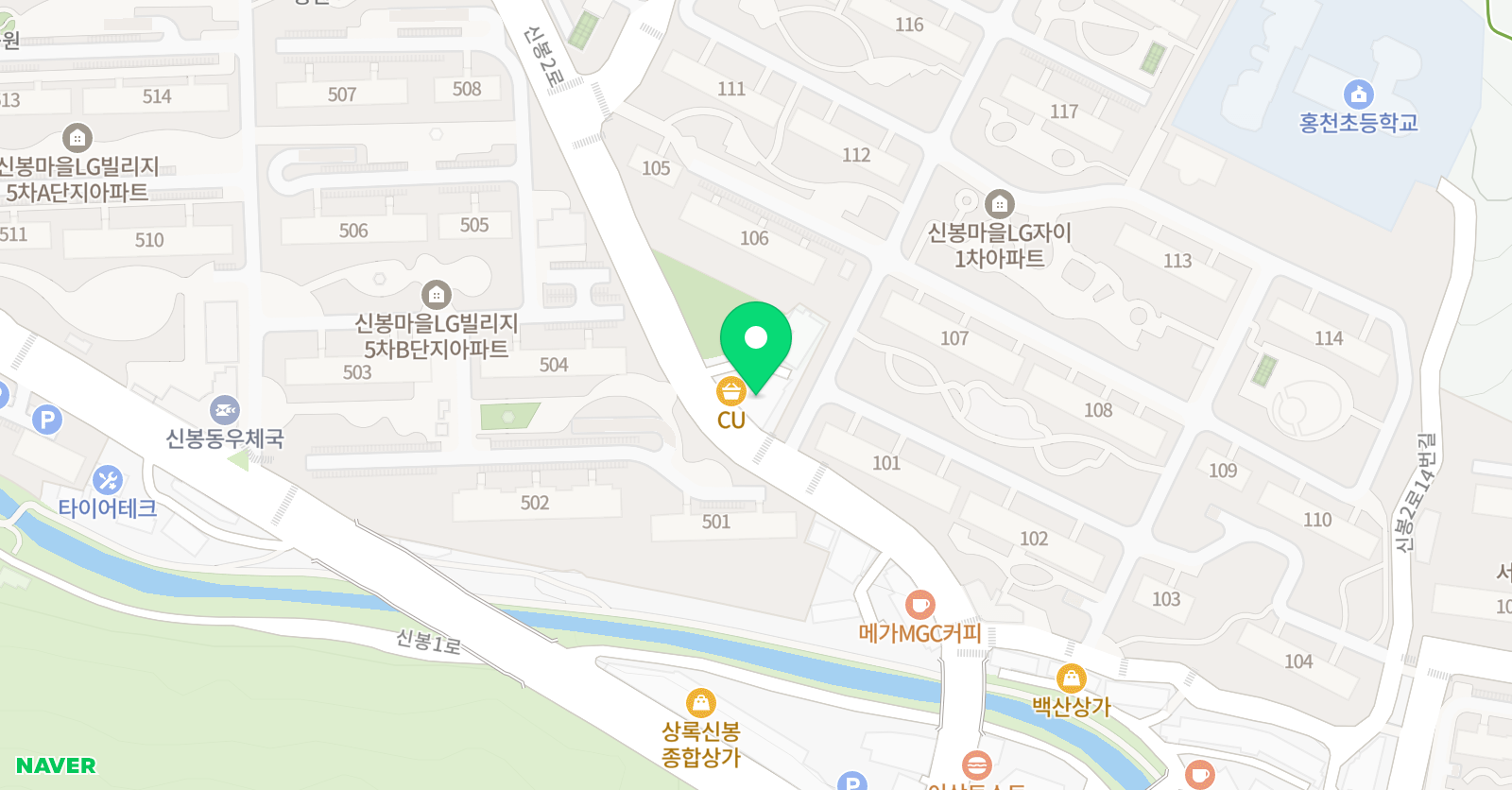 유니팝 미술학원 신봉센터 위치