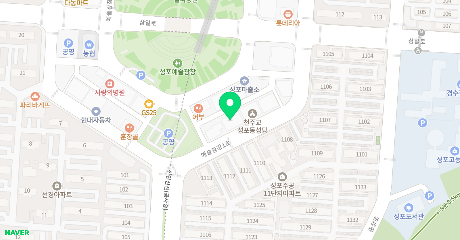 한뜻 학원 위치