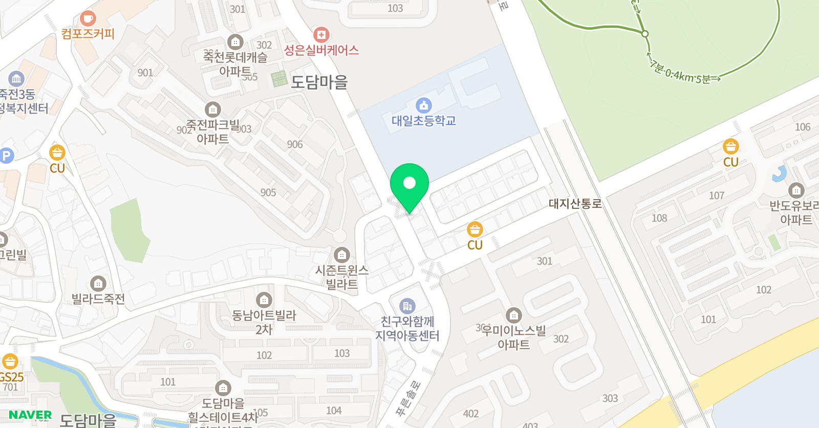 용인대대일 태권도장 위치