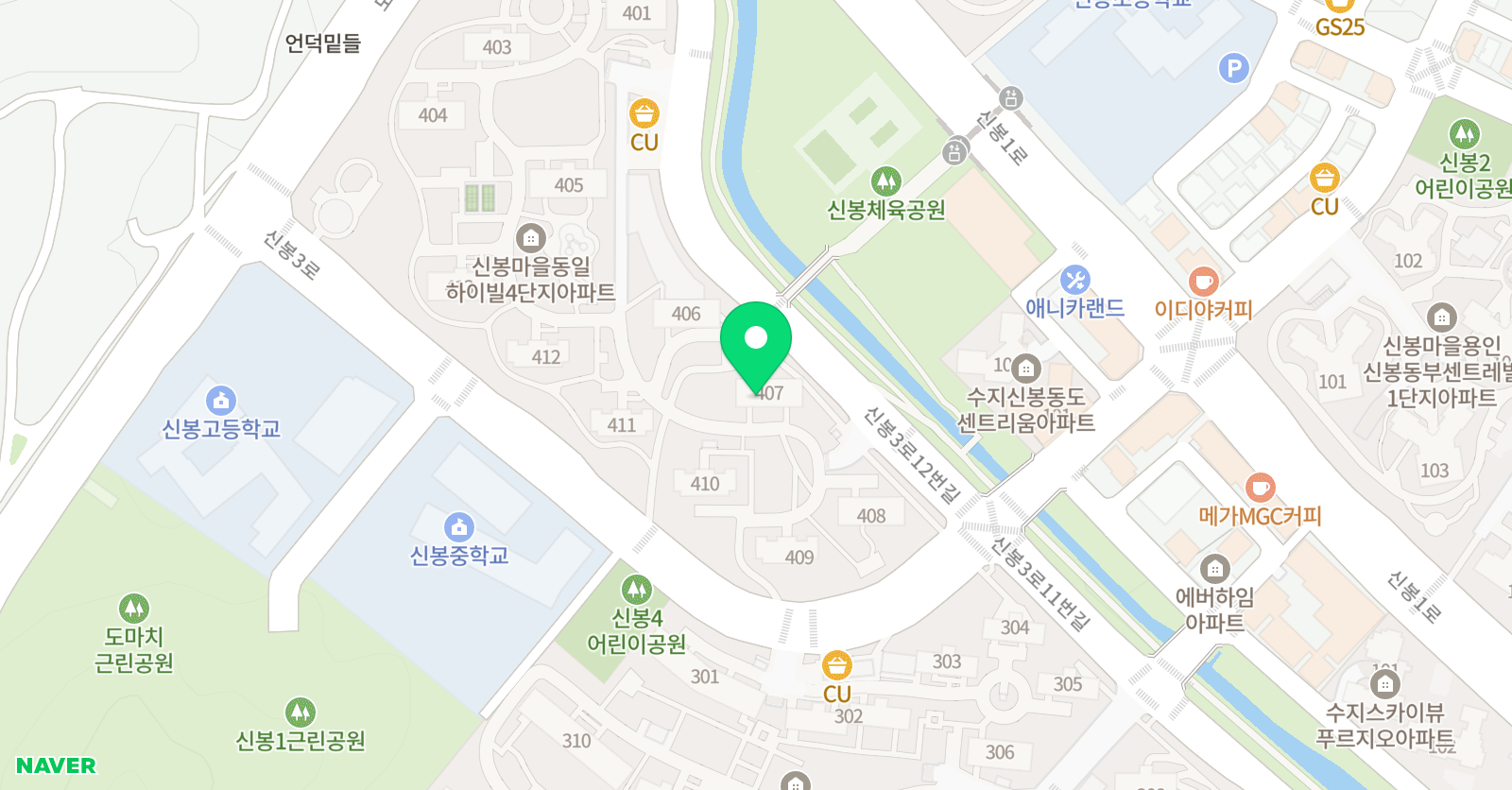 기탄사고력교실 신봉동일하이빌4단지 교실 위치