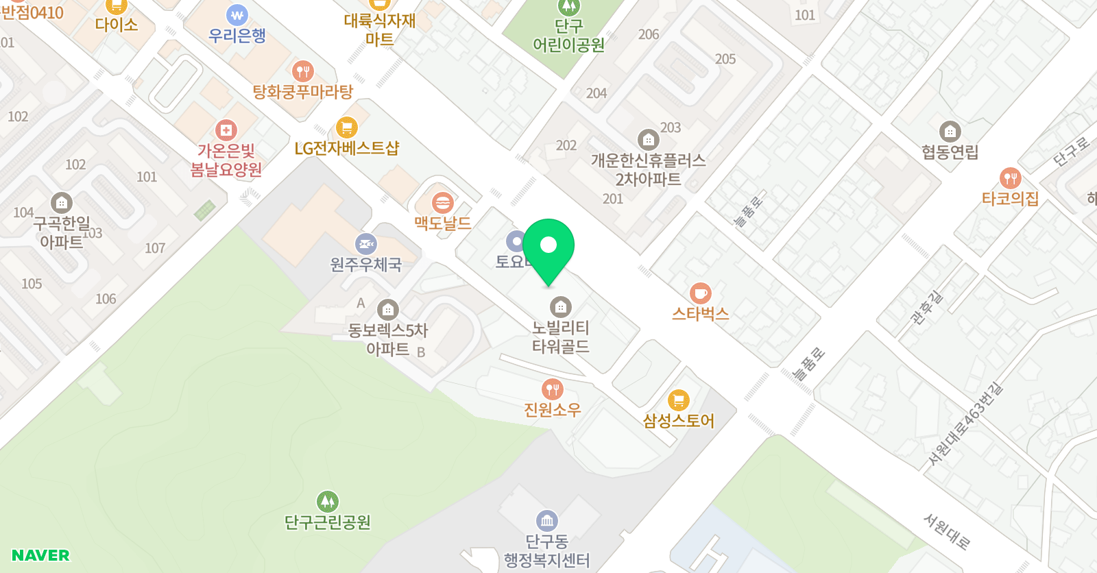 정상 어학원 원주분원 위치