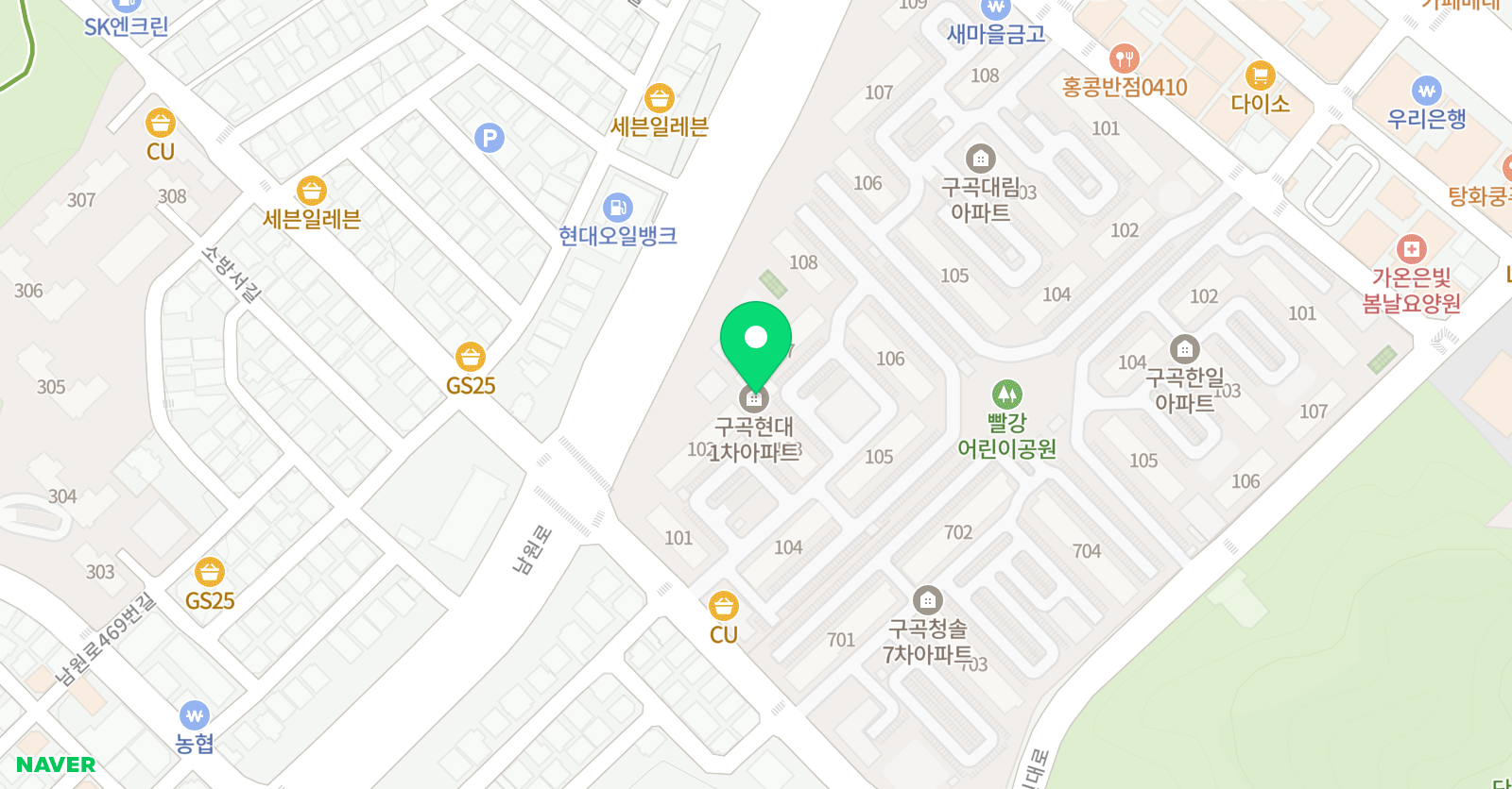 아소비 수업학원 원주 구곡현대점 위치