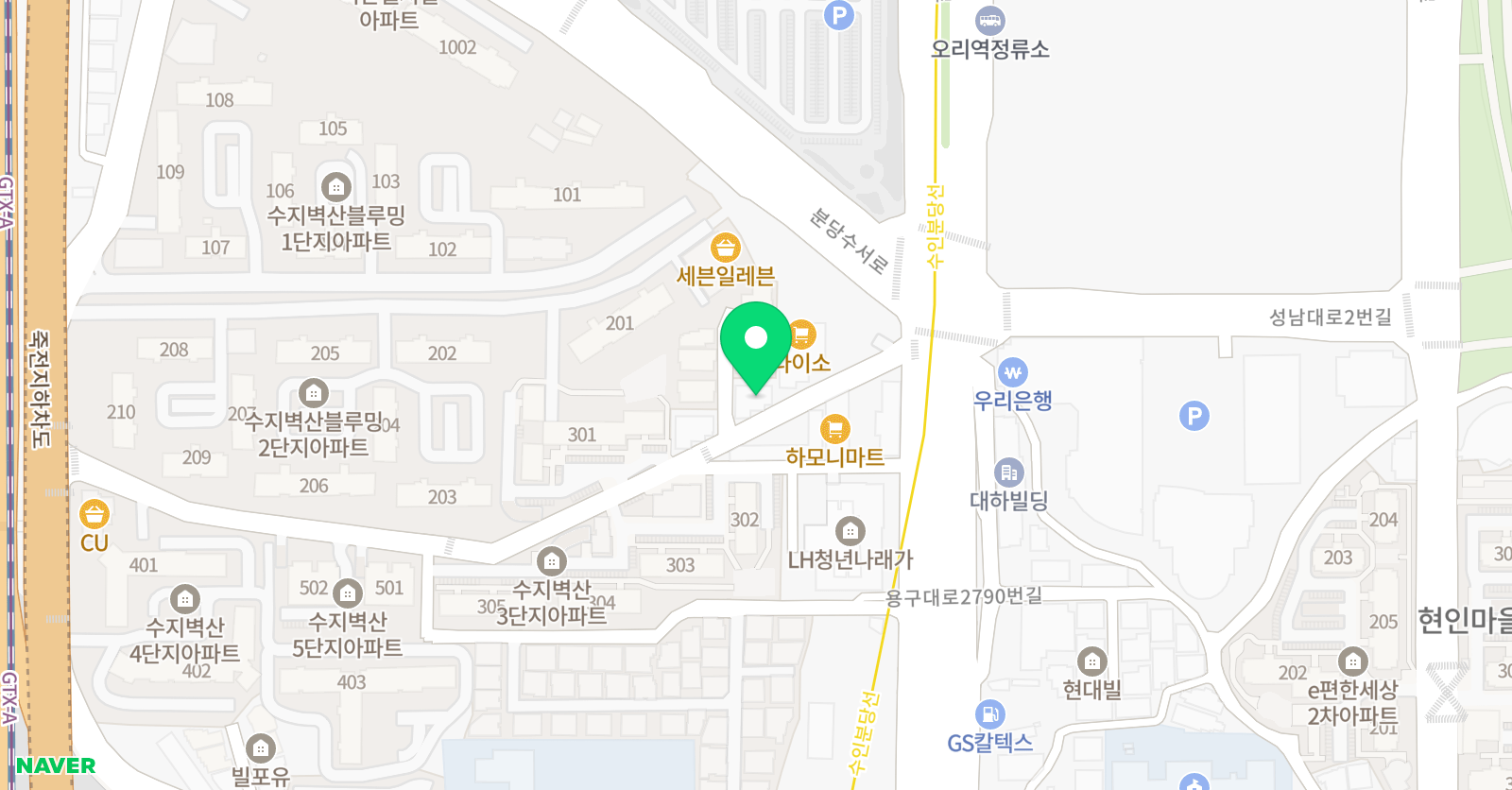 용인대엘리트 태권도 위치