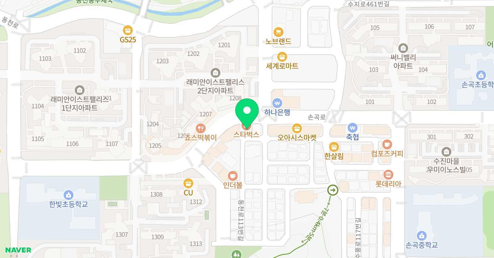 프리덤아트스페이스 수지동천본점 위치