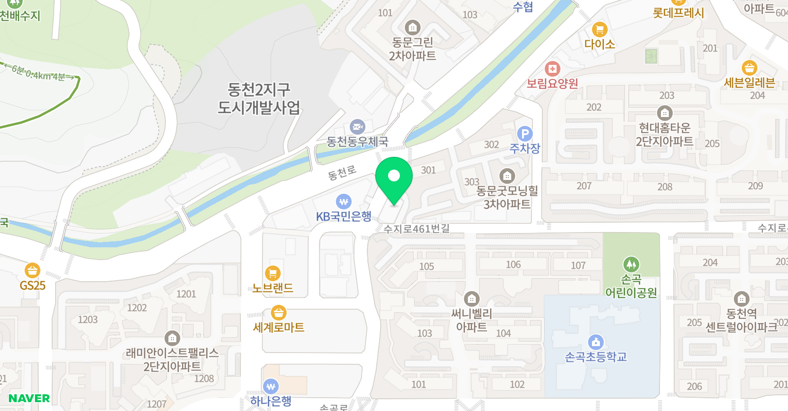동천한솔플러스 수학학원 위치