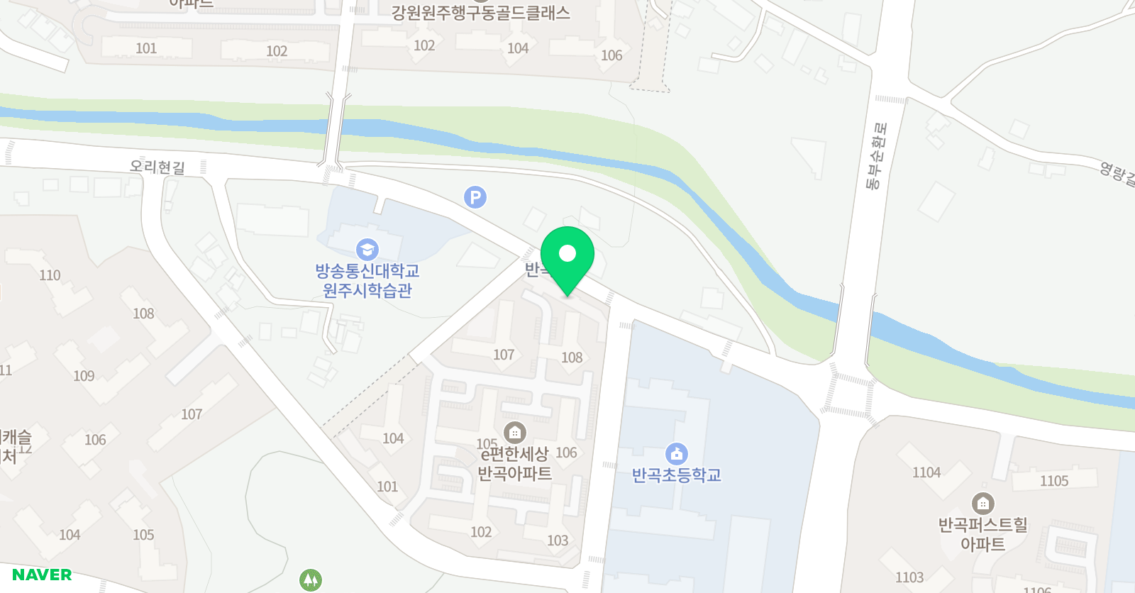 공터 영어 원주반곡한미학원 위치