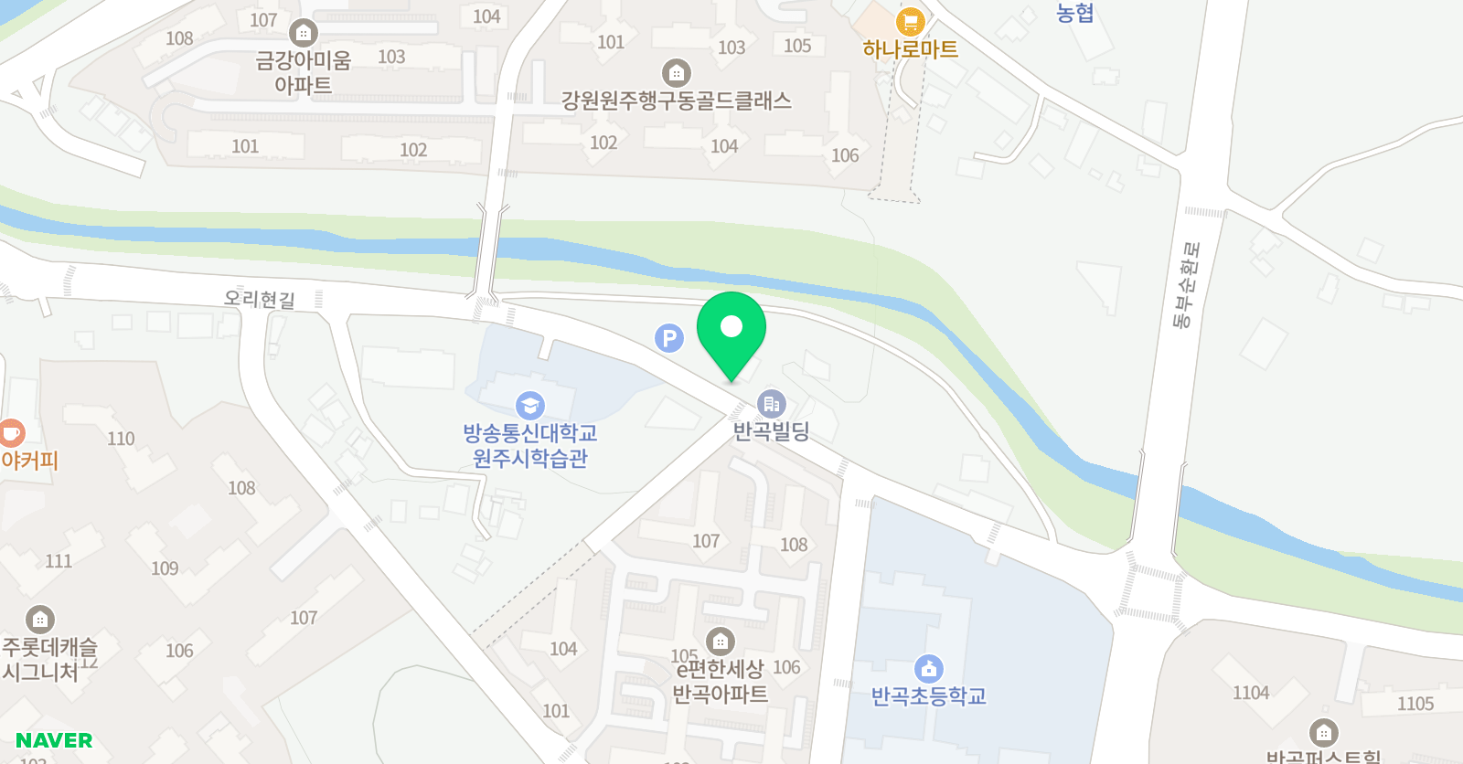 GnB 영어 쎈수학러닝센터 반곡 학원 위치