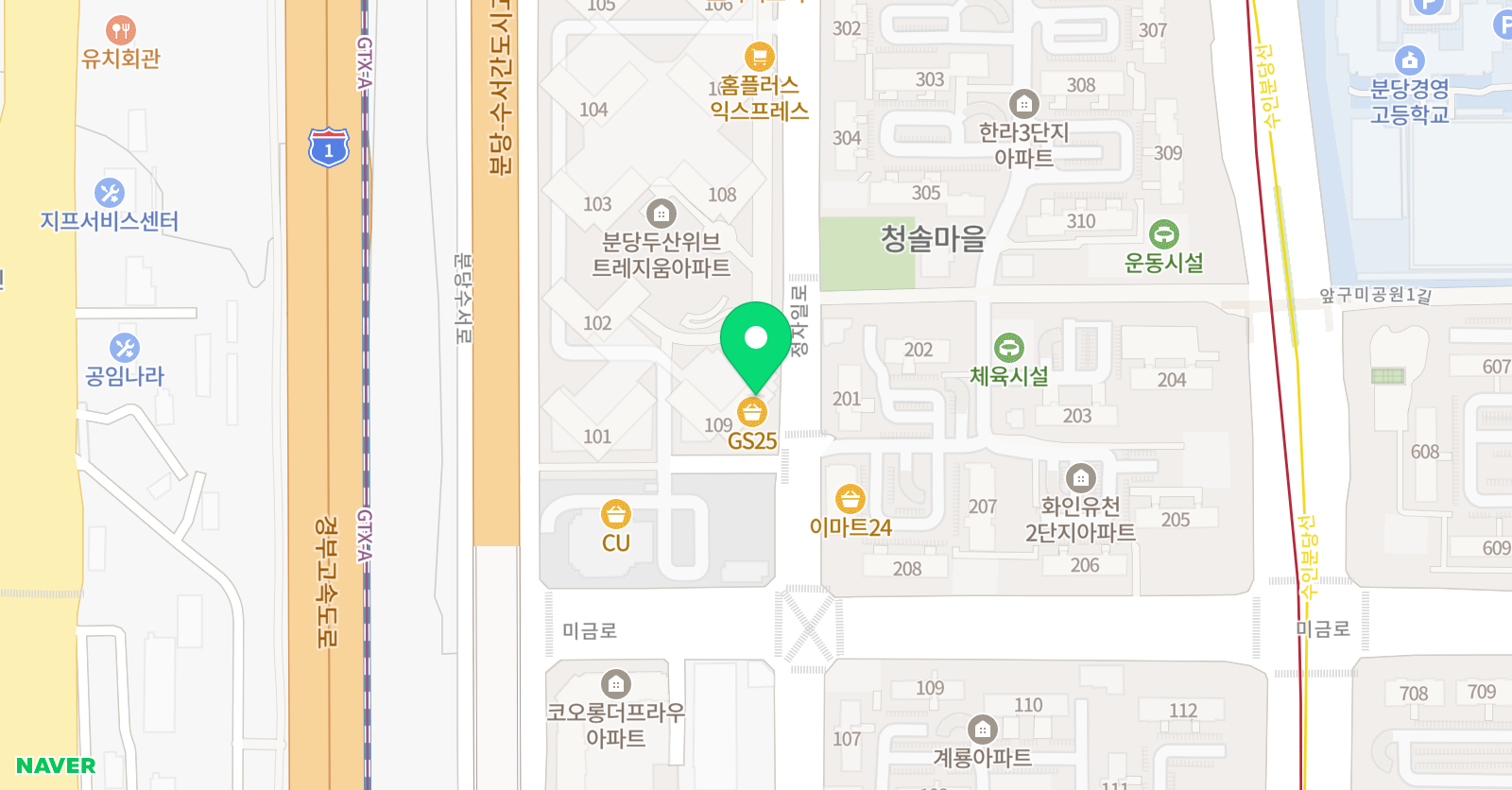 쎈 수학러닝센터 분당금곡 학원 위치