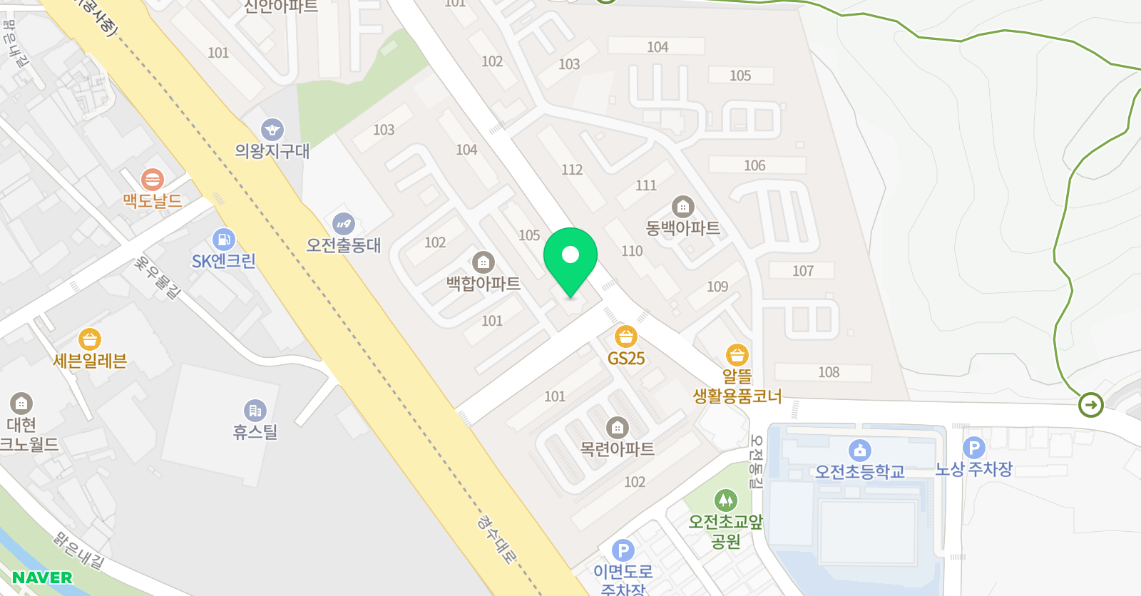 아카데미창 의왕오전퍼스트점 위치
