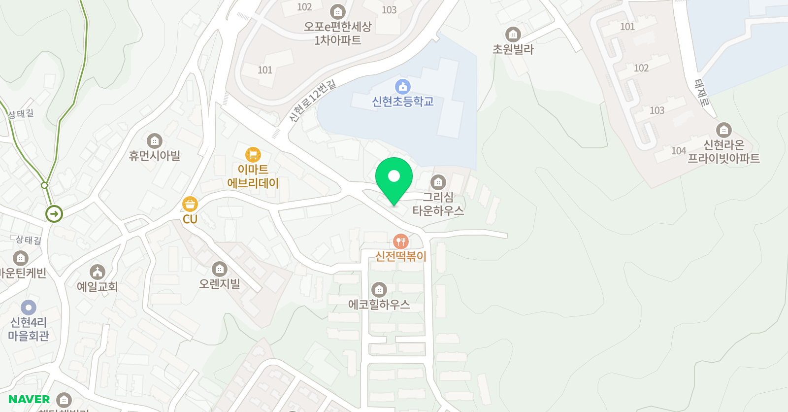 웅진프라임 신현학원 위치