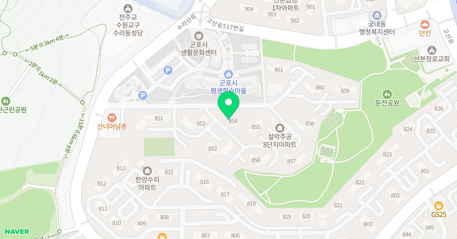 윤선생 우리집앞 영어교실 산본금강1차 위치