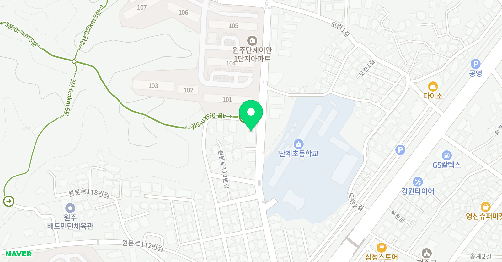 상지대효 태권도 위치