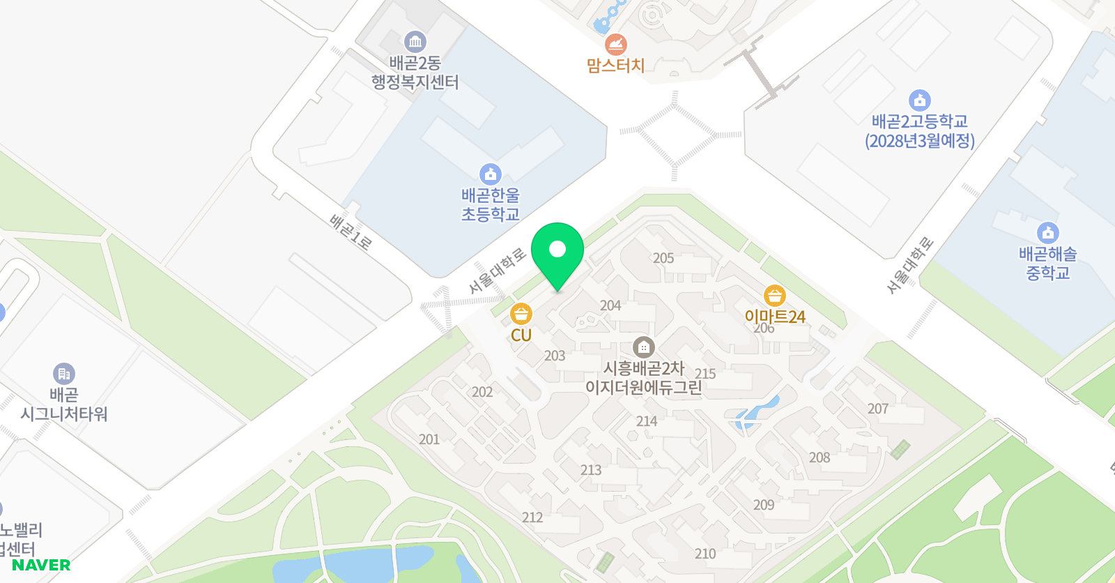 스마트해법 수학학원 시흥배곧이지더원2차점 위치
