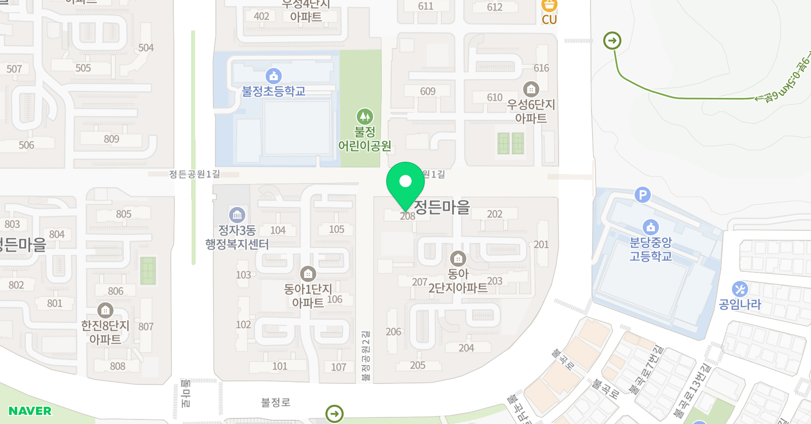 스마트해법 수학 분당정든동아점 위치