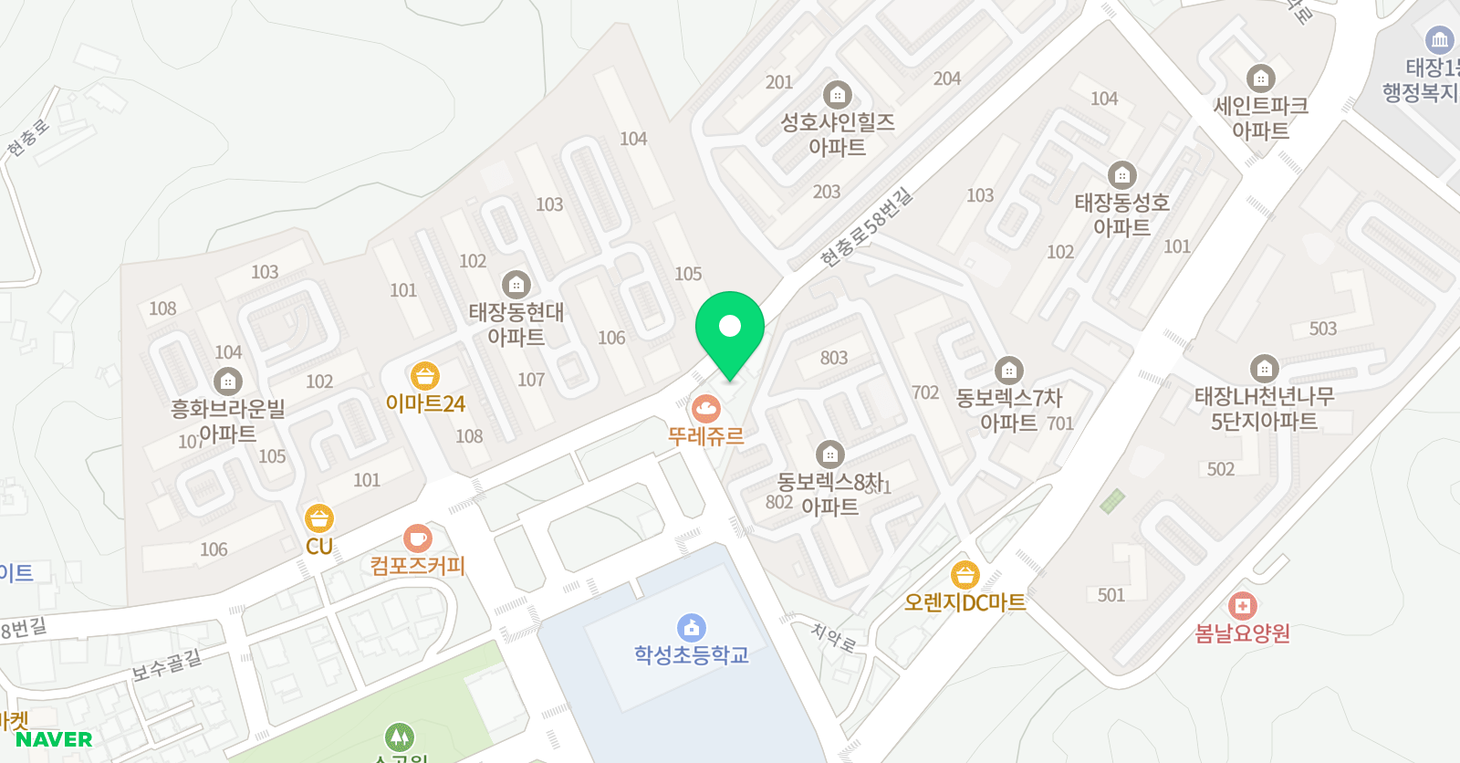 YBM잉글루 강원태장 학원 위치