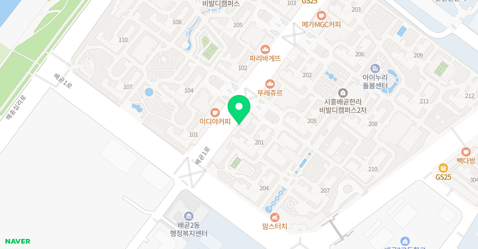 배곧한라마스터리 수학 위치