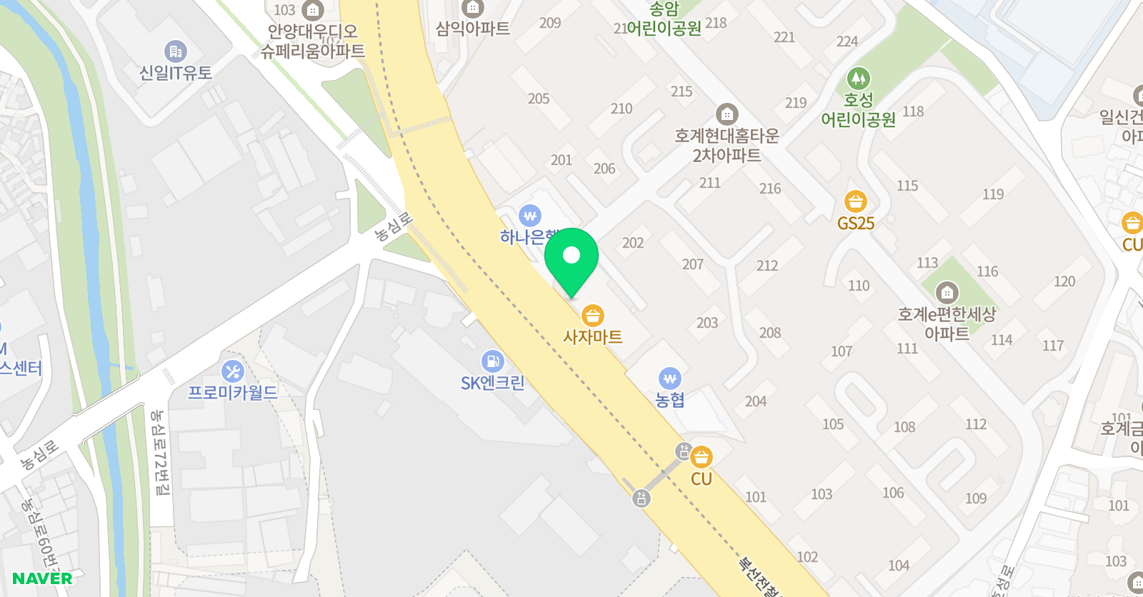 아소비액트 영 안양호계 학원 위치