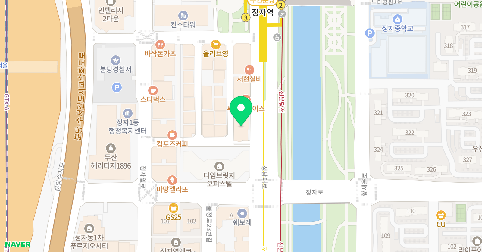 와이즈업 분당학원 위치