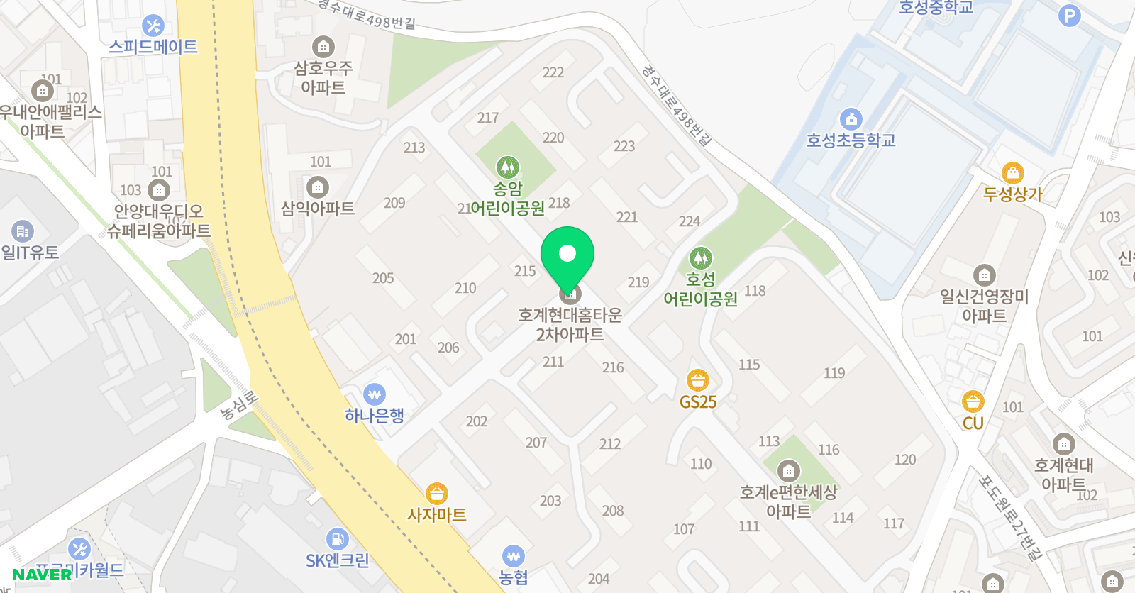 기탄 사고력교실 호계현대홈타운2차점 위치