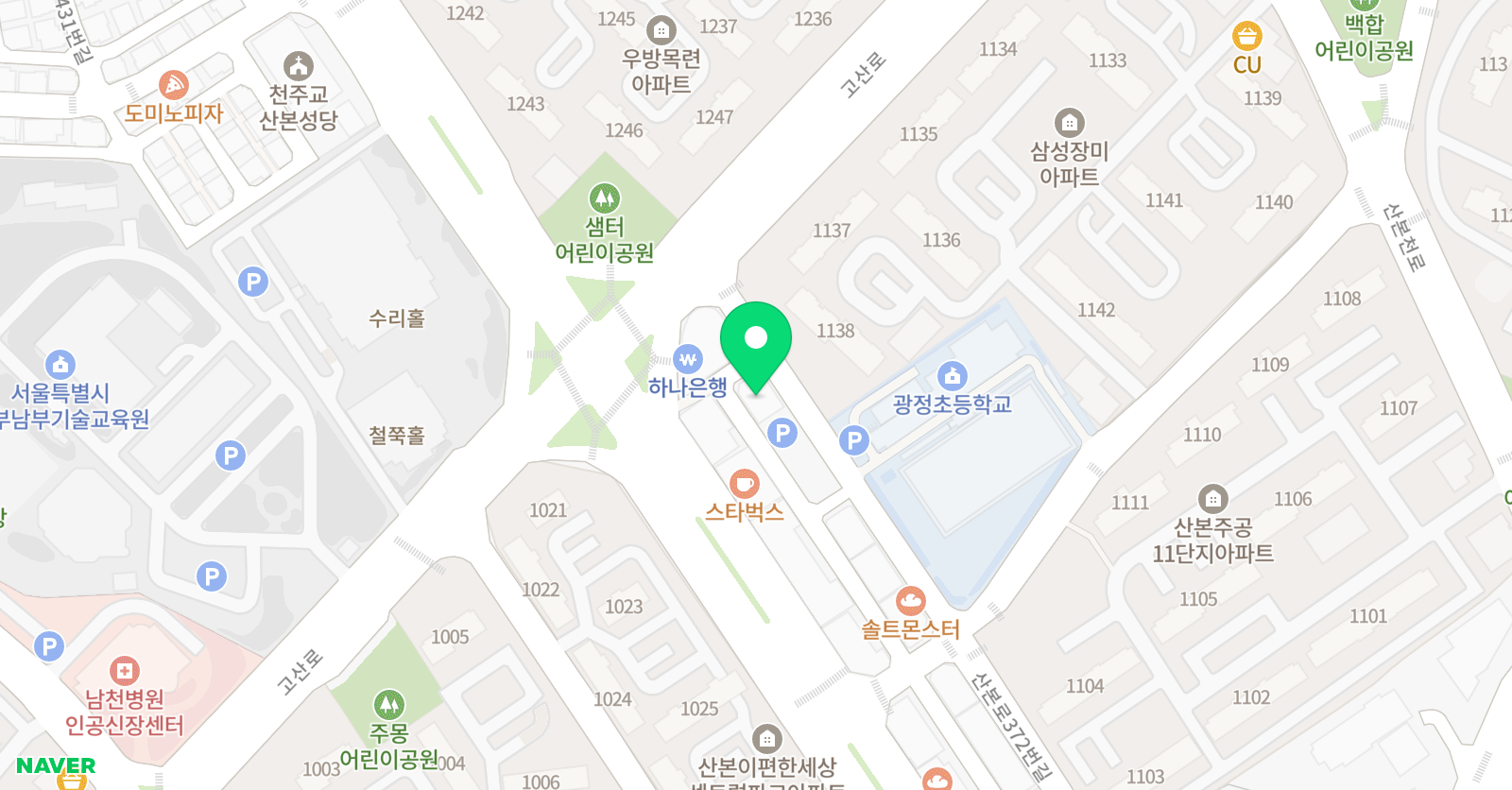 자라다남아미술연구소 군포산본원 위치