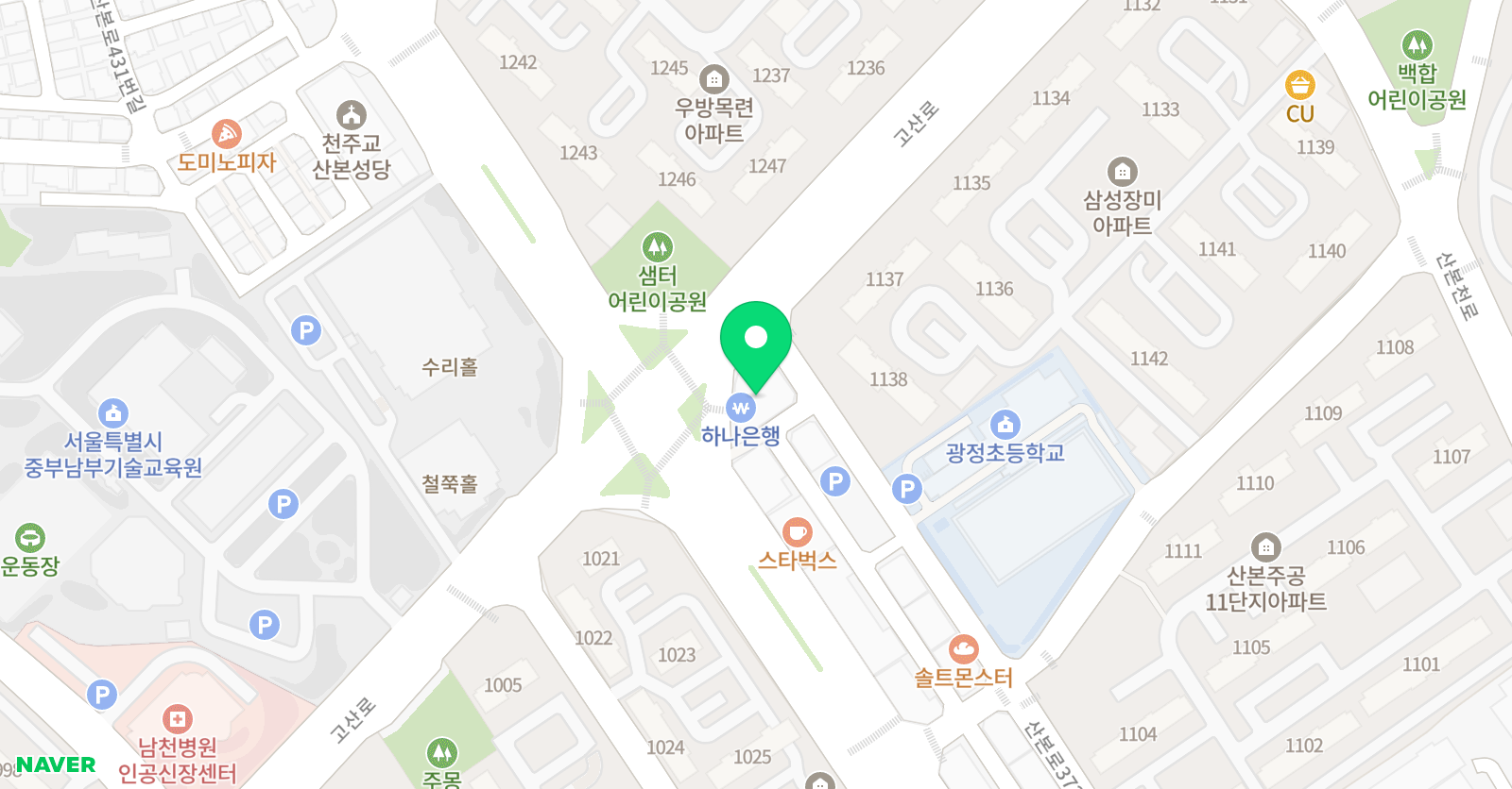 그린섬미술학원 산본캠퍼스 위치