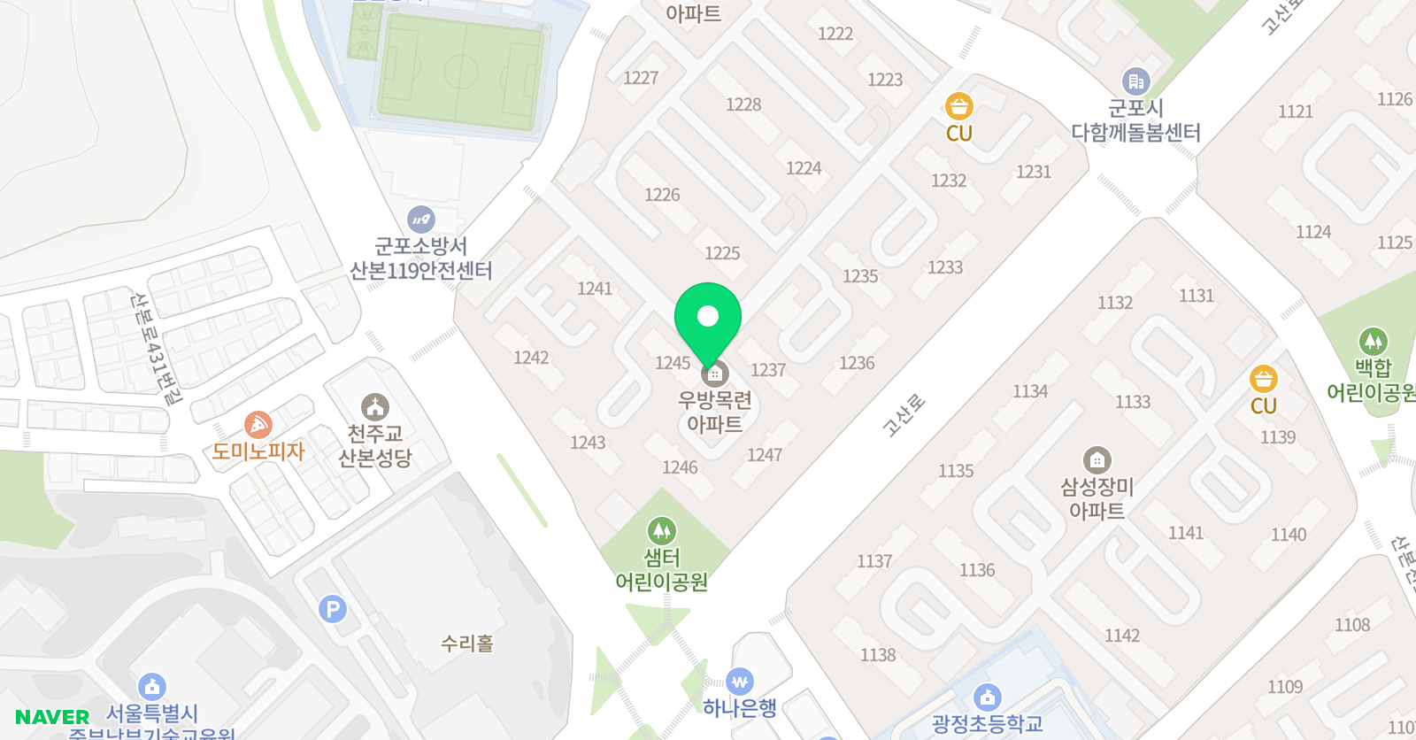 푸르넷 공부방 산본우방 공부방 위치