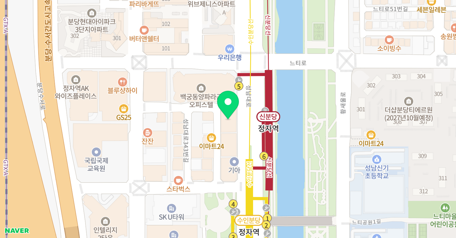 프리덤아트스페이스 미술학원 분당점 위치