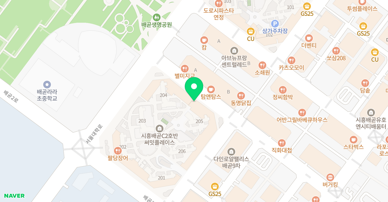 비끄아트 배곧점 위치