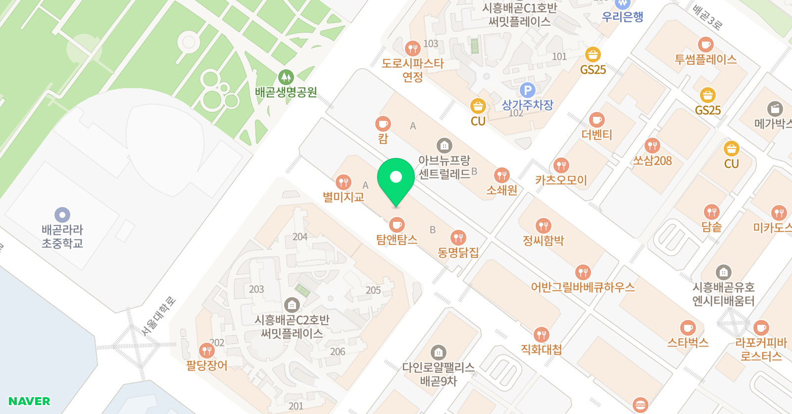 윤선생 IGSE아카데미 배곧어학원 위치