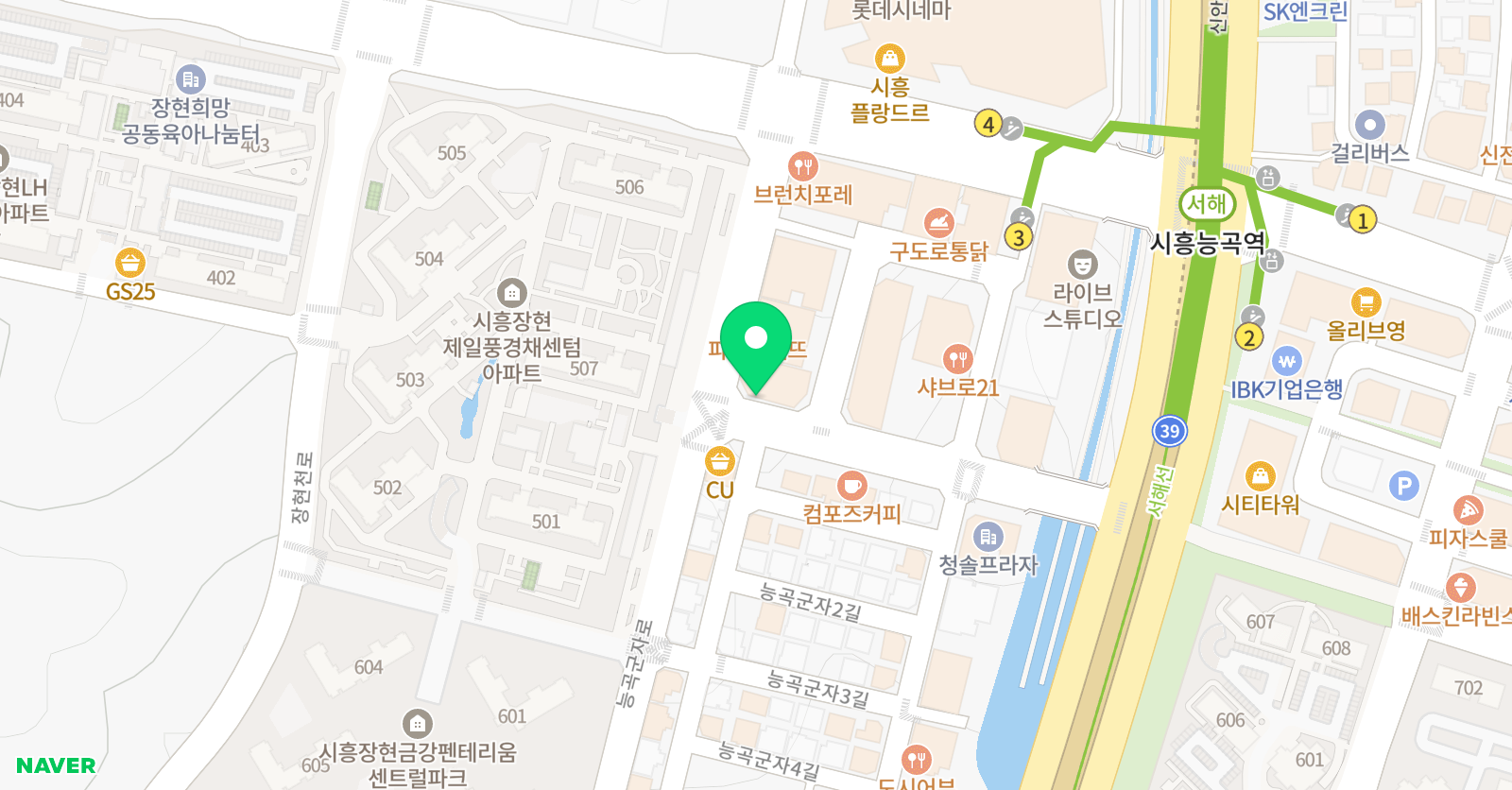 다독다독 독서논술학원 장현능곡점 위치