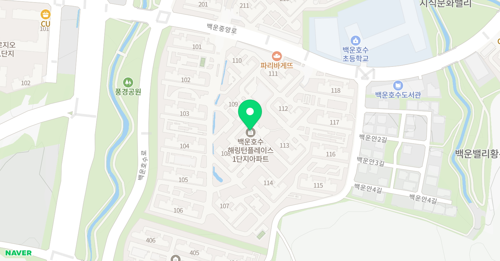 백운용인대슈퍼키즈태권도장 위치