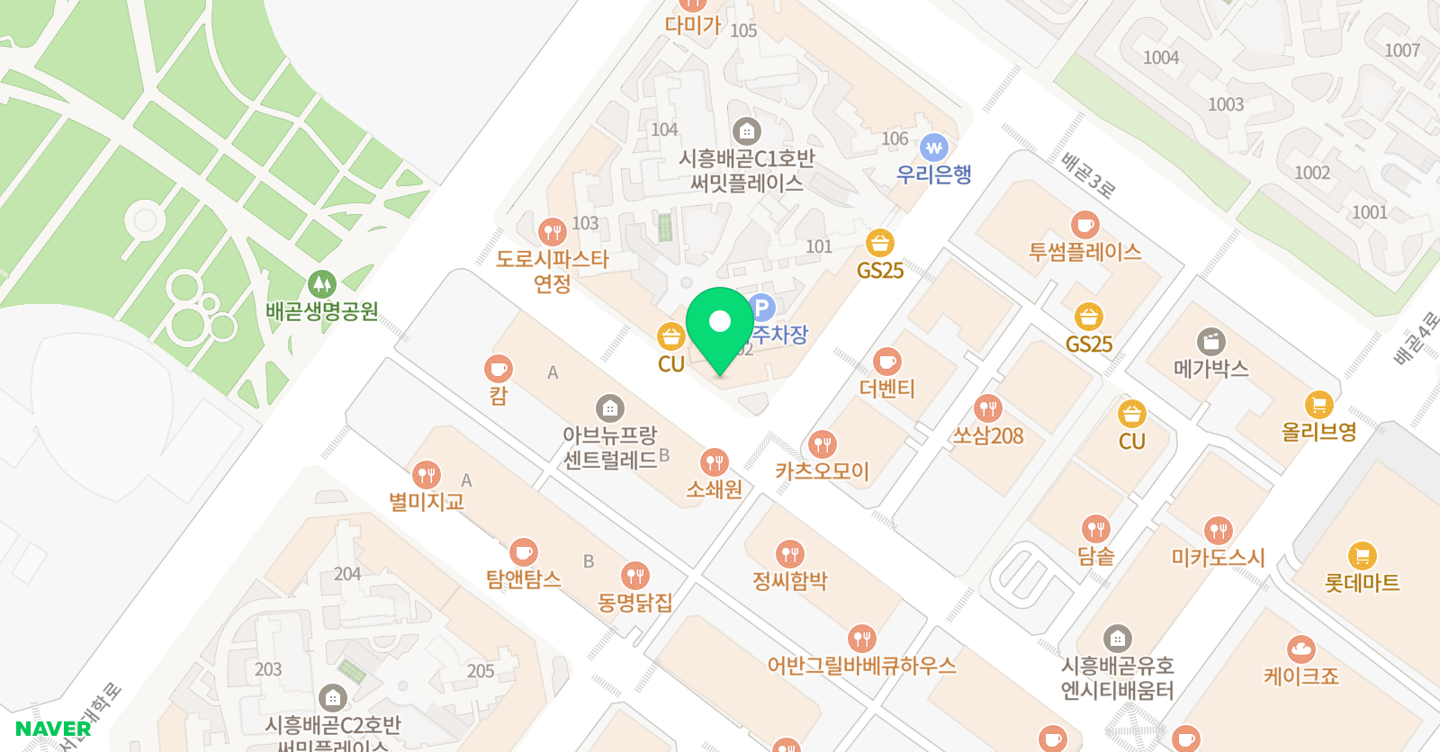 딱풀리는수학 배곧 써밋점 수학교습소 위치