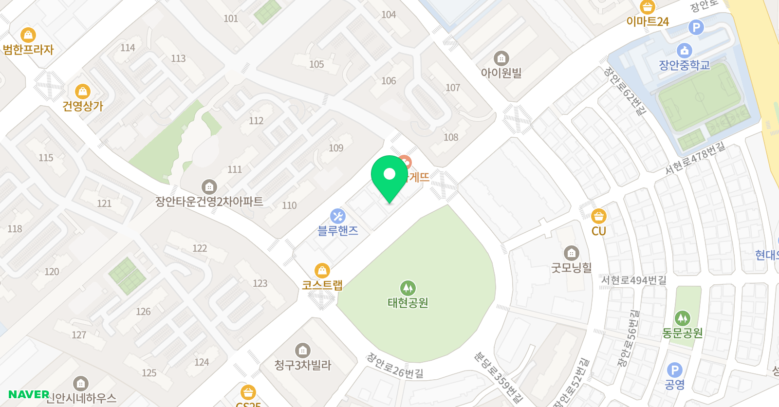 EA엘로웨노어학원 위치