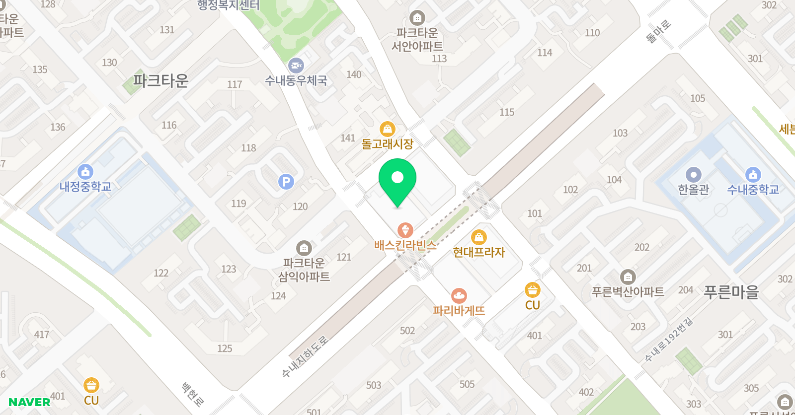 책통클럽 수내파크타운센터 위치