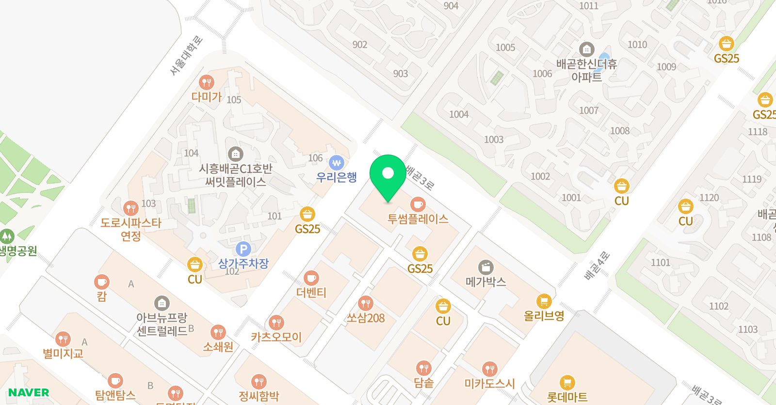 청담 어학원 배곧브랜치 위치